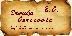 Branko Opricović vizit kartica